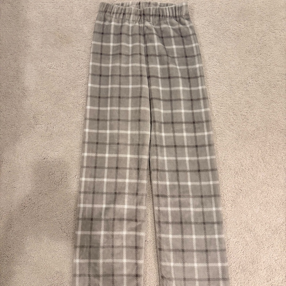 Cozy Gray Plaid Kids Pajama Pants